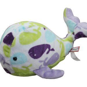 Douglas Whale Plush Stuffed Animal Soft Toy 11" Small Purple Green White Baby